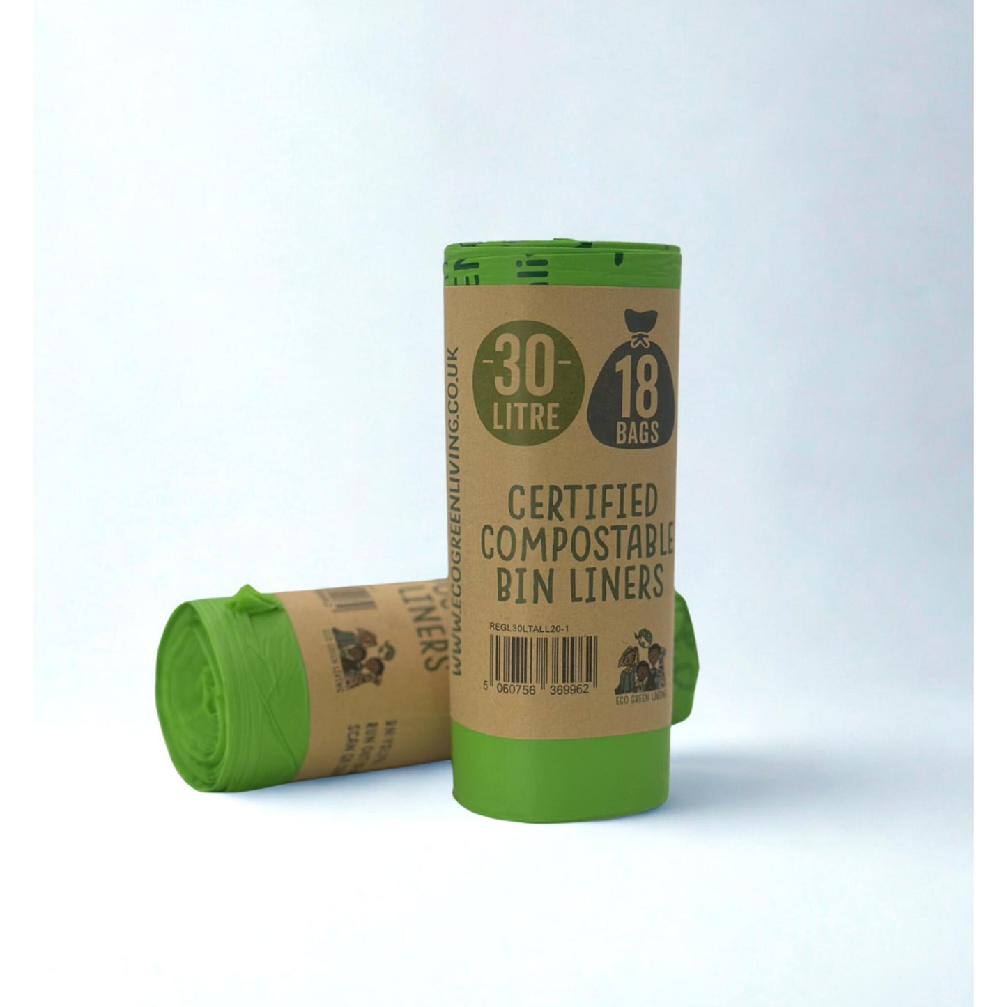 30 Litre Compost Friendly & Zero Plastic 18 Bin Bags - Perfect for 30 Litre Tall Kitchen Bin (
