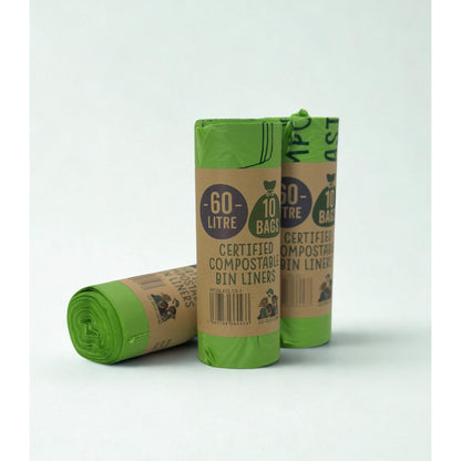 60L Compostable Waste Bags | 1 Roll of 10 Bags | Eco Green Living
