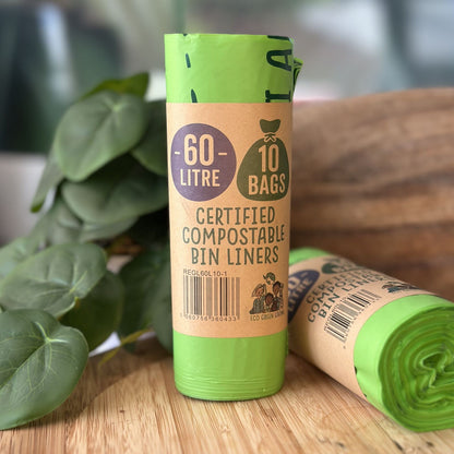 60L Compostable Waste Bags | 1 Roll of 10 Bags | Eco Green Living