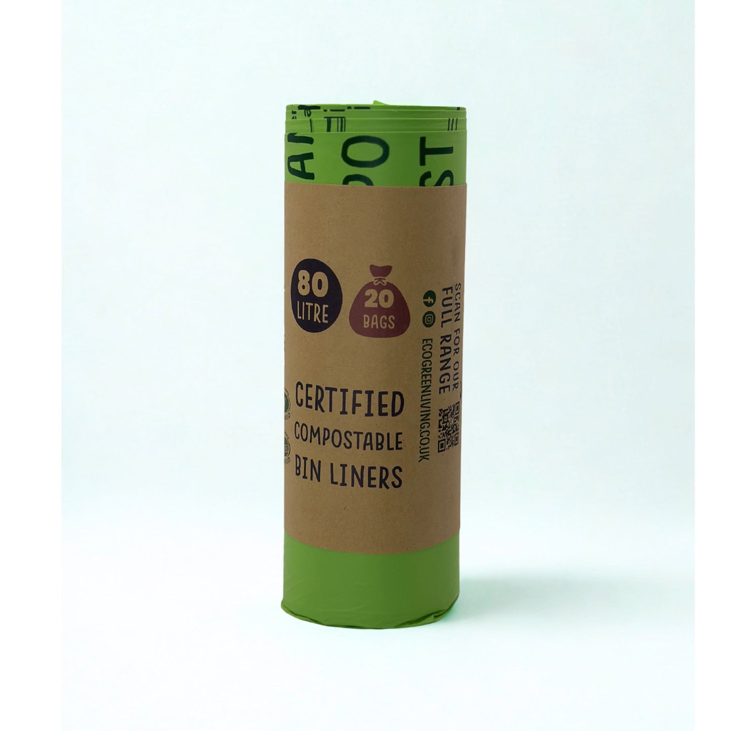 80L Bin Liners | 1 Roll of 20 Bags | Eco Green Living
