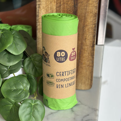 80L Bin Liners | 1 Roll of 20 Bags | Eco Green Living