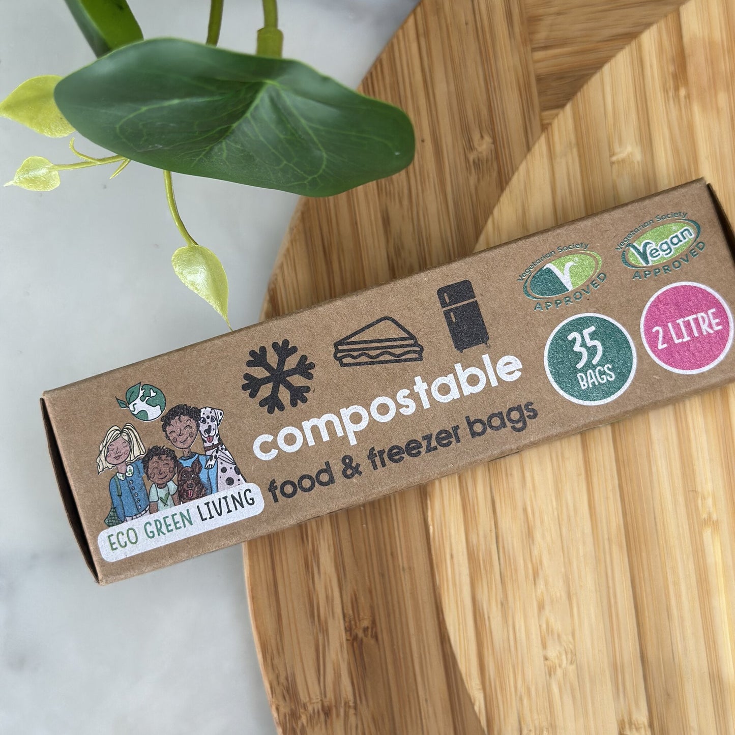 2 Litre Certified Compostable Food & Freezer Bags (35 bags)