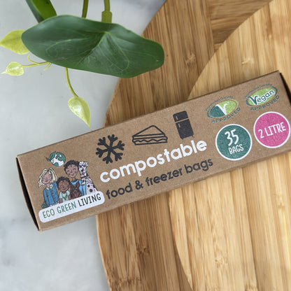 2 Litre Certified Compostable Food & Freezer Bags (35 bags)