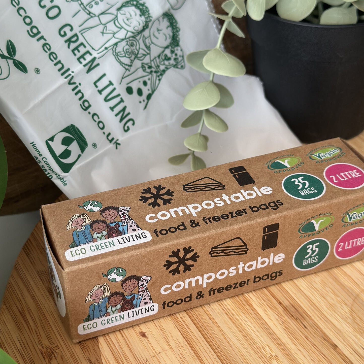 2 Litre Certified Compostable Food & Freezer Bags (35 bags)