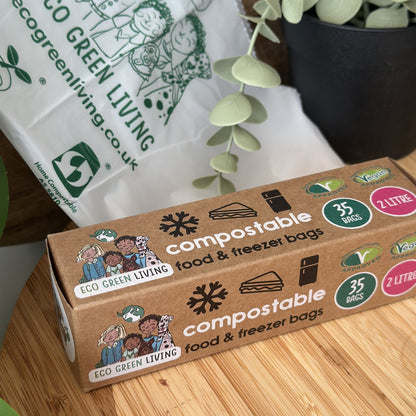 2 Litre Certified Compostable Food & Freezer Bags (35 bags)