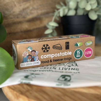 2 Litre Certified Compostable Food & Freezer Bags (35 bags)