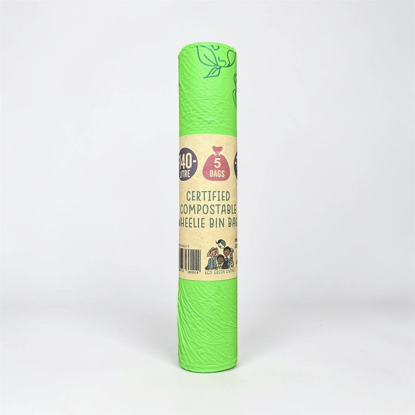 140L Compostable Waste Bags | 1 Roll of 5 Bags | Eco Green Living