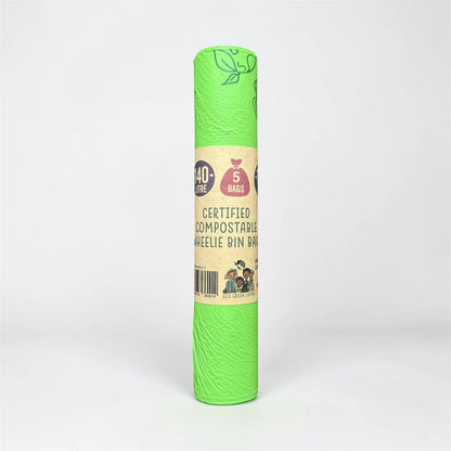 140L Compostable Waste Bags | 1 Roll of 5 Bags | Eco Green Living