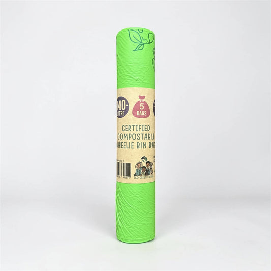 140L Compostable Waste Bags | 1 Roll of 5 Bags | Eco Green Living