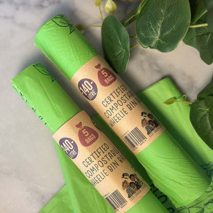140L Compostable Waste Bags | 1 Roll of 5 Bags | Eco Green Living