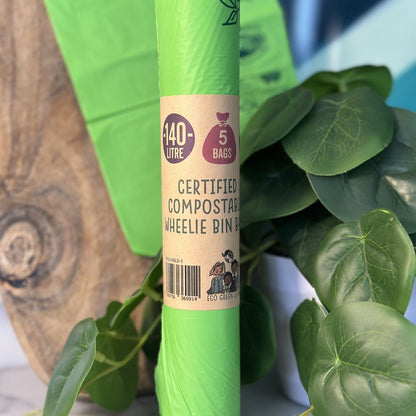 140L Compostable Waste Bags | 1 Roll of 5 Bags | Eco Green Living