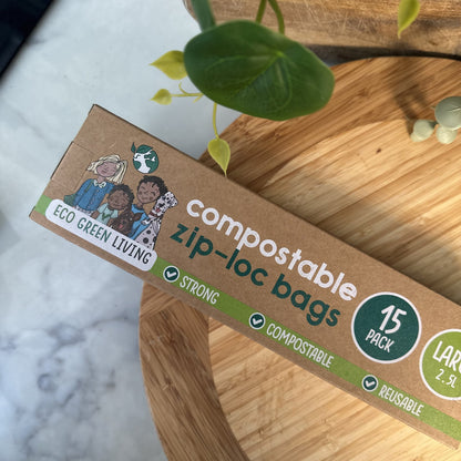 Compostable Resealable Bags Large  | 2.5 Litre (15 bags)