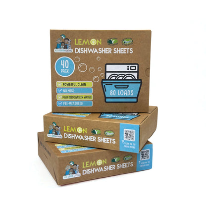 Eco Green Living Dishwasher Sheets – Lemon Scent | 40 Sheets