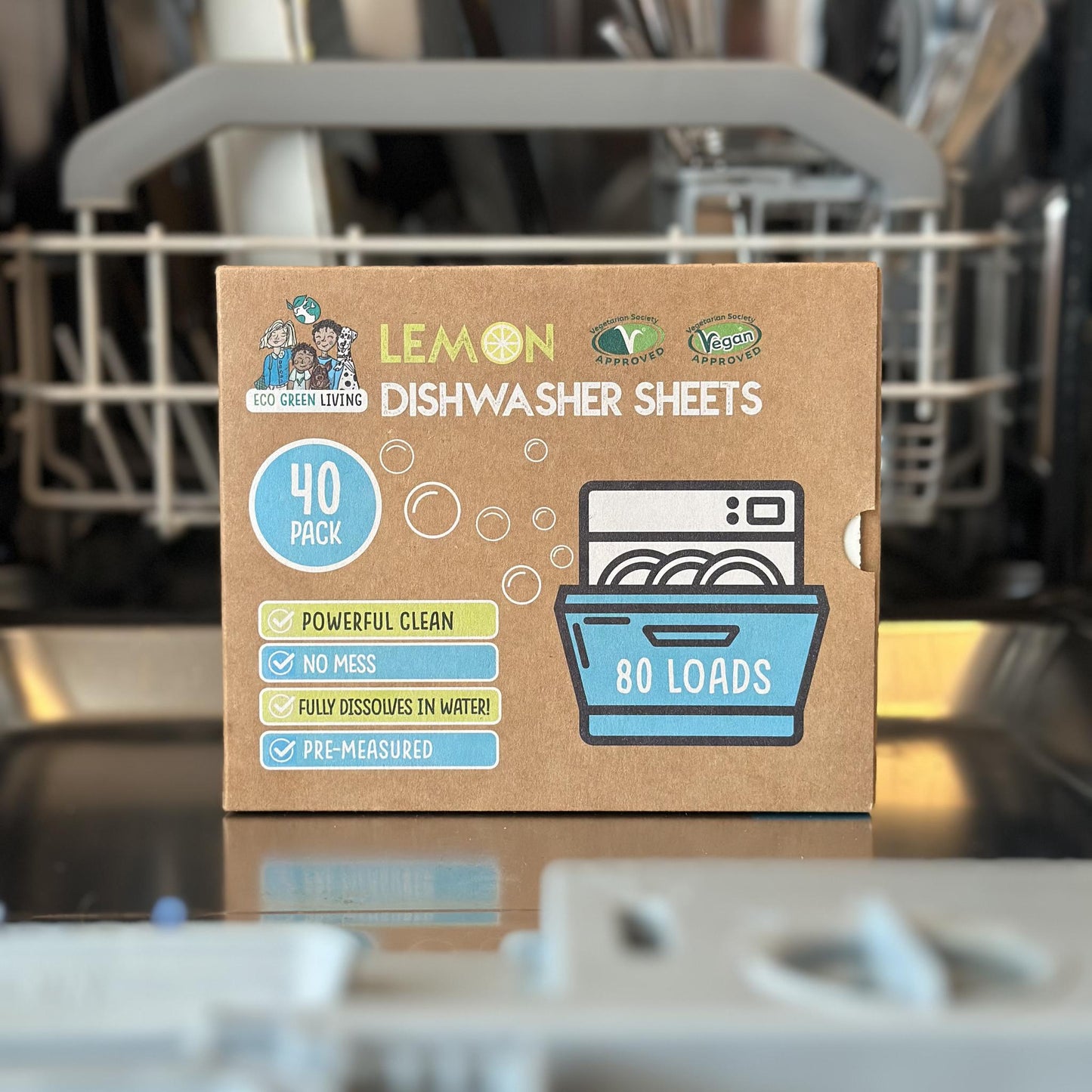 Eco Green Living Dishwasher Sheets – Lemon Scent | 40 Sheets