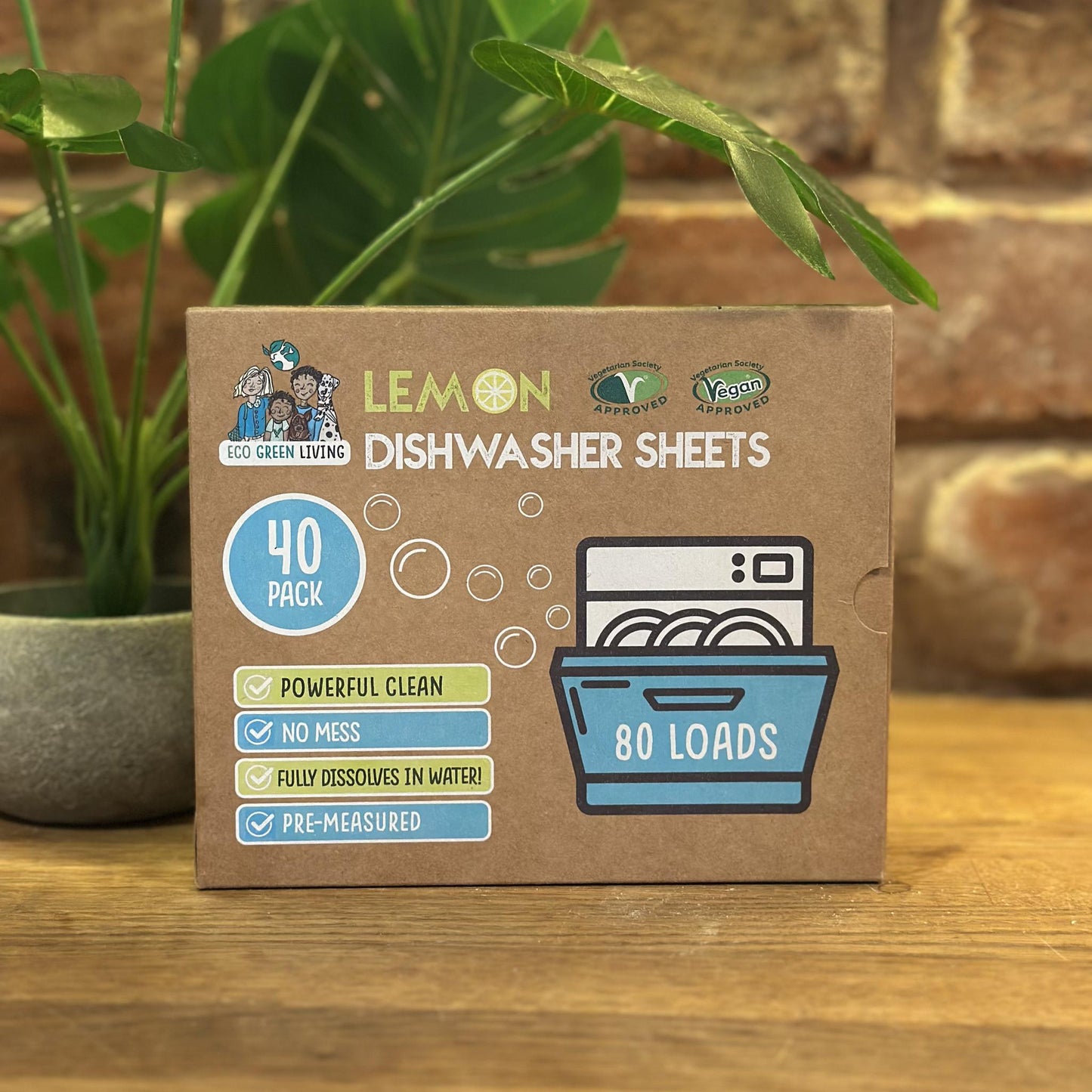 Eco Green Living Dishwasher Sheets – Lemon Scent | 40 Sheets