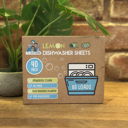 Eco Green Living Dishwasher Sheets – Lemon Scent | 40 Sheets