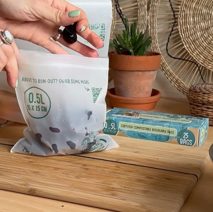 Compostable Resealable Bags Small  | 0.5 Litre (25 bags)