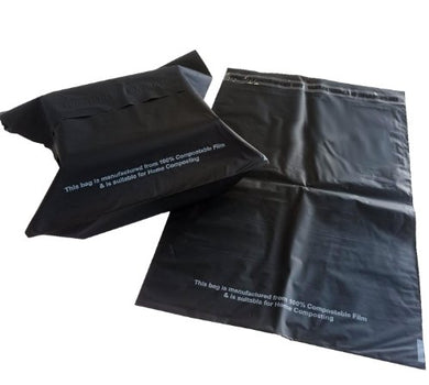 100% Compostable Black Mailers 225mm x 250mm (100) - EcoGreenBusiness