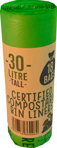 30 Litre Compost Friendly & Zero Plastic 18 Bin Bags - Perfect for 30 Litre Tall Kitchen Bin ( - EcoGreenBusiness