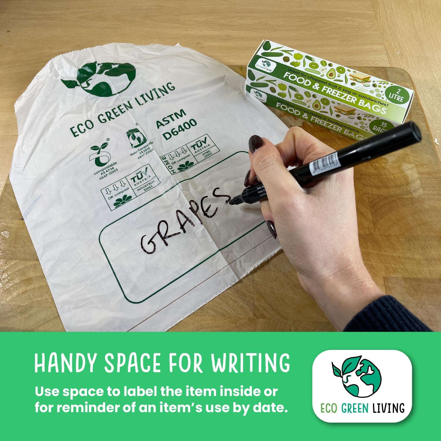 4 Litre Certified Compostable Food & Freezer Bags (25 bags) - EcoGreenBusiness